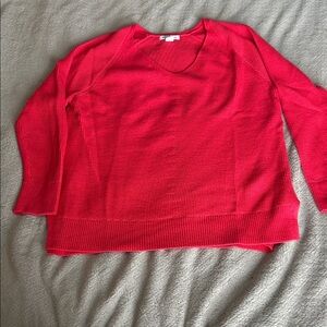 Athleta Vibrant Red V-Neck Lightweight Sweater